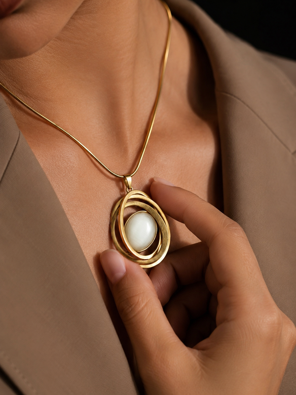 Crown Orbit Prestige Necklace | Gold-Plated Stainless Steel  – KZ8812348