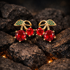 Scarlet Cherry Earrings | Gold-Plated Stainless Steel  – KZ8812315