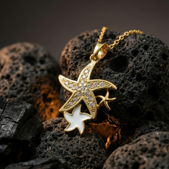 Starfish Sparkle Necklace | Gold-Plated Stainless Steel – KZ8812359