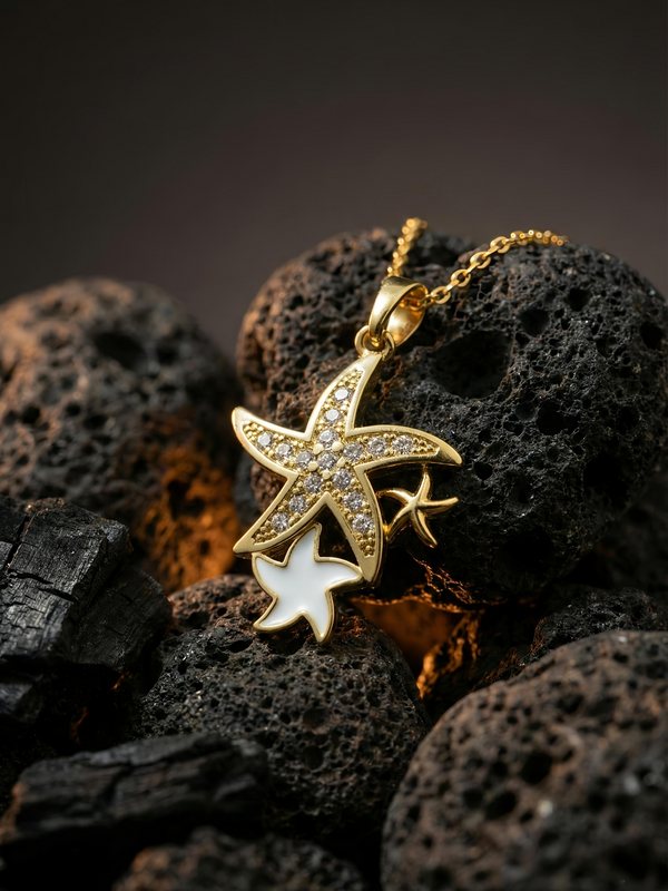 Starfish Sparkle Necklace | Gold-Plated Stainless Steel – KZ8812359