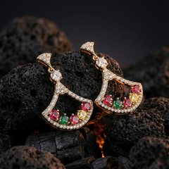 Aurora Royale Fan Drop Earrings | Gold-Plated Stainless Steel – KZ8812309