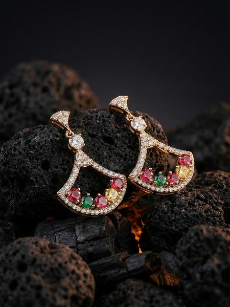 Aurora Royale Fan Drop Earrings | Gold-Plated Stainless Steel – KZ8812309