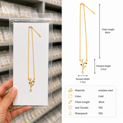 Verdant Vine Necklace | Gold-Plated Stainless Steel – KZ88123206