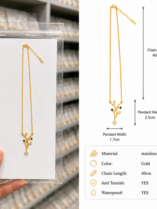 Verdant Vine Necklace | Gold-Plated Stainless Steel – KZ88123206