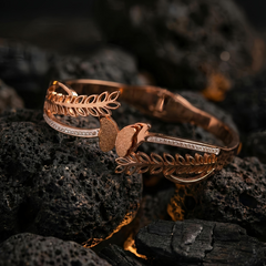 FlutterLeaf Elegance Kada | Gold-Plated Stainless Steel – KZ8812365