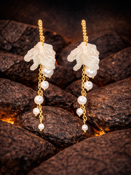 Ivory Leaf Drop Earrings | Gold-Plated Stainless Steel– KZ8812314
