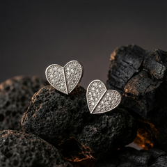 Diamond Split Heart Studs | Gold-Plated Stainless Steel – KZ8812331