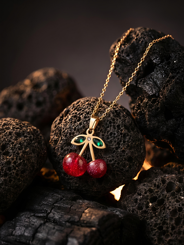 Cherry Bliss Necklace | Gold-Plated Stainless Steel – KZ8812327