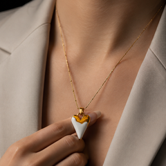Milk & Gold Heart Necklace | Gold-Plated Stainless Steel – KZ8812356
