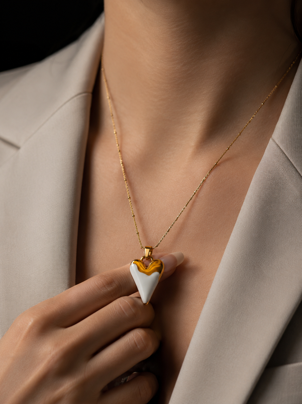 Milk & Gold Heart Necklace | Gold-Plated Stainless Steel – KZ8812356