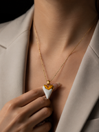 Milk & Gold Heart Necklace | Gold-Plated Stainless Steel – KZ8812356
