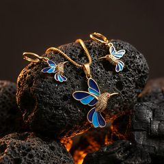 Blue Aurora Bird Jewelry Set | Gold-Plated Stainless Steel– KZ8812347