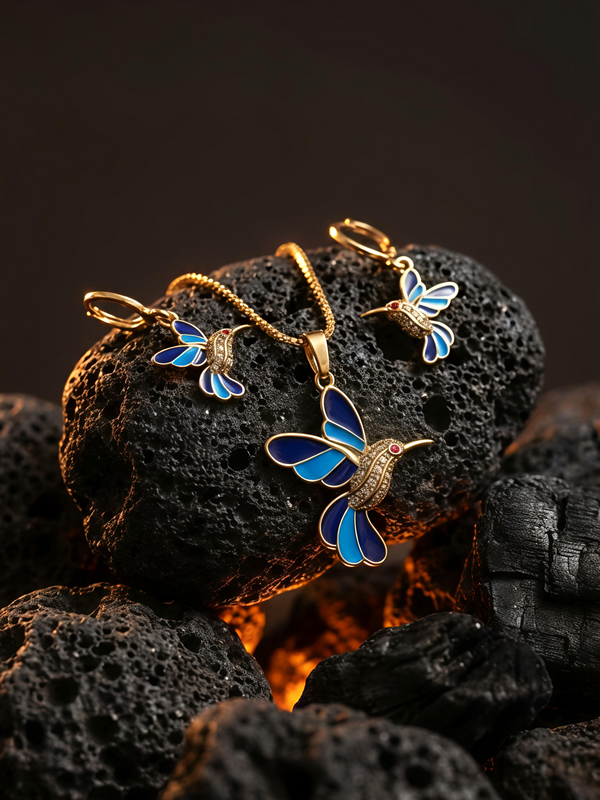 Blue Aurora Bird Jewelry Set | Gold-Plated Stainless Steel– KZ8812347