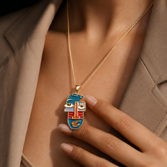 Picasso Style Face Art Necklace | Gold-Plated Stainless Steel– KZ8812328
