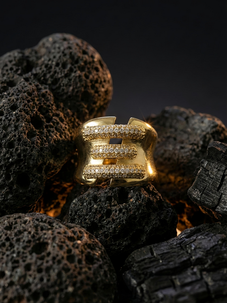 Triple Luxe Ring | Adjustable Gold-Plated Stainless Steel–KZ8812396