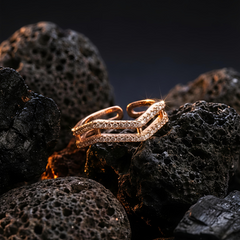 Luxe Layered Ring |  Gold-Plated Brass Adjustable Ring  – SCB8812379
