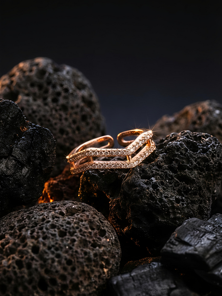 Luxe Layered Ring |  Gold-Plated Brass Adjustable Ring  – SCB8812379