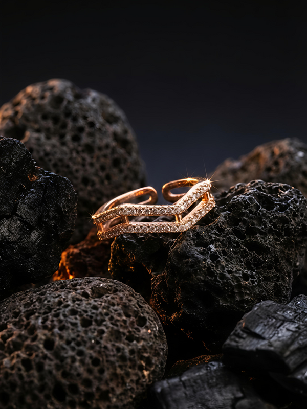 Luxe Layered Ring |  Gold-Plated Brass Adjustable Ring  – SCB8812379