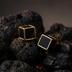 Imperial Black Box Studs | Gold-Plated Stainless Steel – KZ8812337