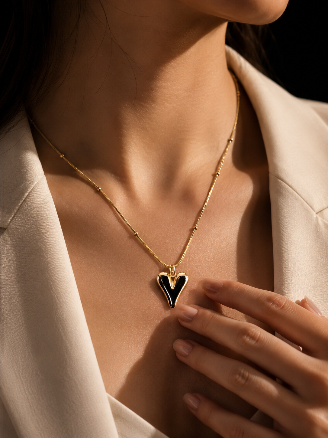 Golden Melted Heart Pendant | Gold-Plated Stainless Steel– KZ8812352