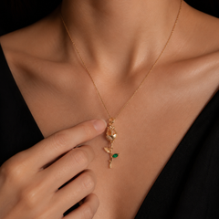 Golden Rose Bud Necklace | Gold-Plated Stainless Steel – KZ8812302