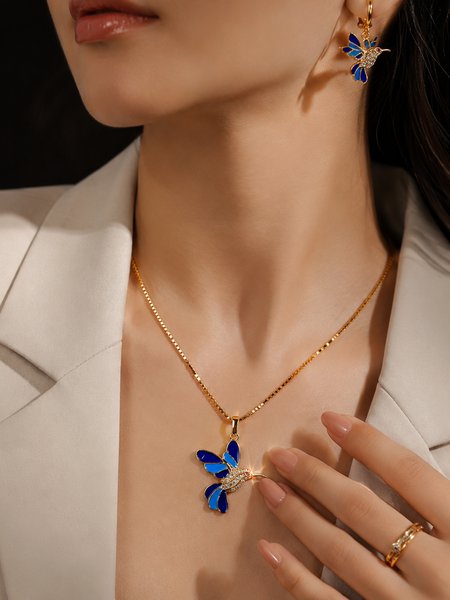Blue Aurora Bird Jewelry Set | Gold-Plated Stainless Steel– KZ8812347
