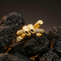 Golden Knot Statement Ring | Adjustable Gold-Plated Stainless Steel–KZ8812395