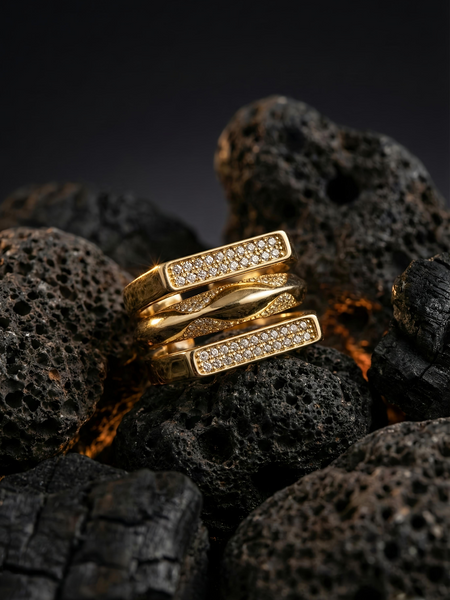 Trinity Grace Ring | Adjustable Gold-Plated Stainless Steel–KZ88123102