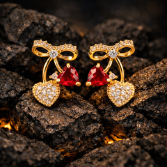 Love Ruby Knot Earrings | Gold-Plated Stainless Steel– KZ8812316