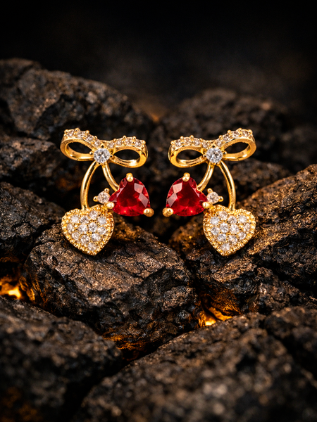 Love Ruby Knot Earrings | Gold-Plated Stainless Steel– KZ8812316