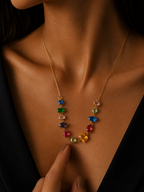 Multi Colour Glow Charm Necklace | Gold-Plated Stainless Steel – KZ88123150
