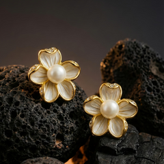 Golden Flower Pearlette | Gold-Plated Stainless Steel – KZ8812333