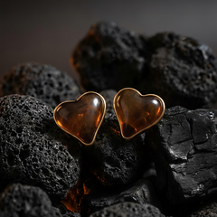 Golden Honey Heart Studs | Gold-Plated Stainless Steel – KZ8812334