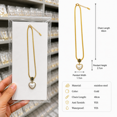 Pearl Heart Love Necklace | Gold-Plated Stainless Steel – KZ88123207