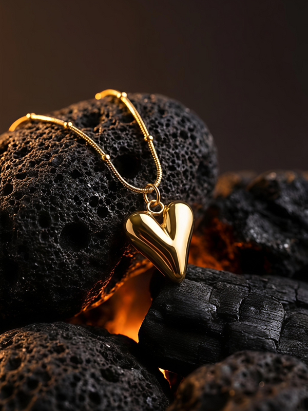 Golden Melted Heart Pendant | Gold-Plated Stainless Steel– KZ8812352