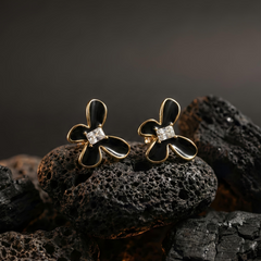 Black Butterfly Petal Studs | Gold-Plated Stainless Steel  – KZ8812329