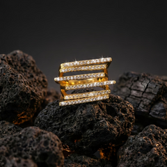 Diamond Stripes Band | Adjustable Gold-Plated Stainless Steel–KZ88123103