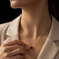 Clover Pendant & Studs Jewelry Set | Gold-Plated Stainless Steel  – KZ8812321