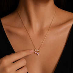 Sparkle Bow With Heart Necklace | Gold-Plated Stainless Steel – KZ881