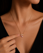 Sparkle Bow With Heart Necklace | Gold-Plated Stainless Steel – KZ881