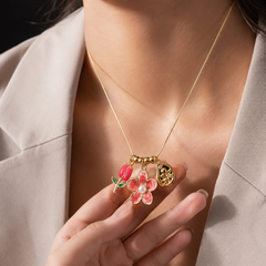 Coral Flower and Bud Necklace | Gold-Plated Stainless Steel – KZ8812326