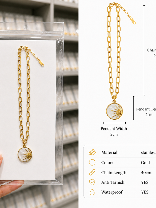 Solaris Coin Necklace | Gold-Plated Stainless Steel – KZ88123217