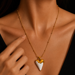 Milk & Gold Heart Necklace | Gold-Plated Stainless Steel – KZ8812356