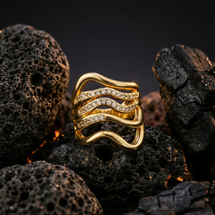 Ocean Wave Ring | Adjustable Gold-Plated Stainless Steel–KZ88123101
