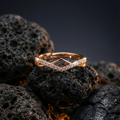 V-Cut Elegance Ring |  Gold-Plated Brass Adjustable Ring – SCB8812380