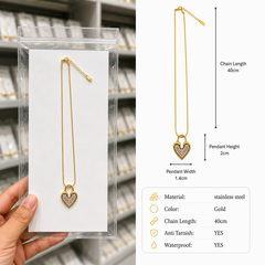 Pink Flutter Heart Pendant | Gold-Plated Stainless Steel – KZ88123203