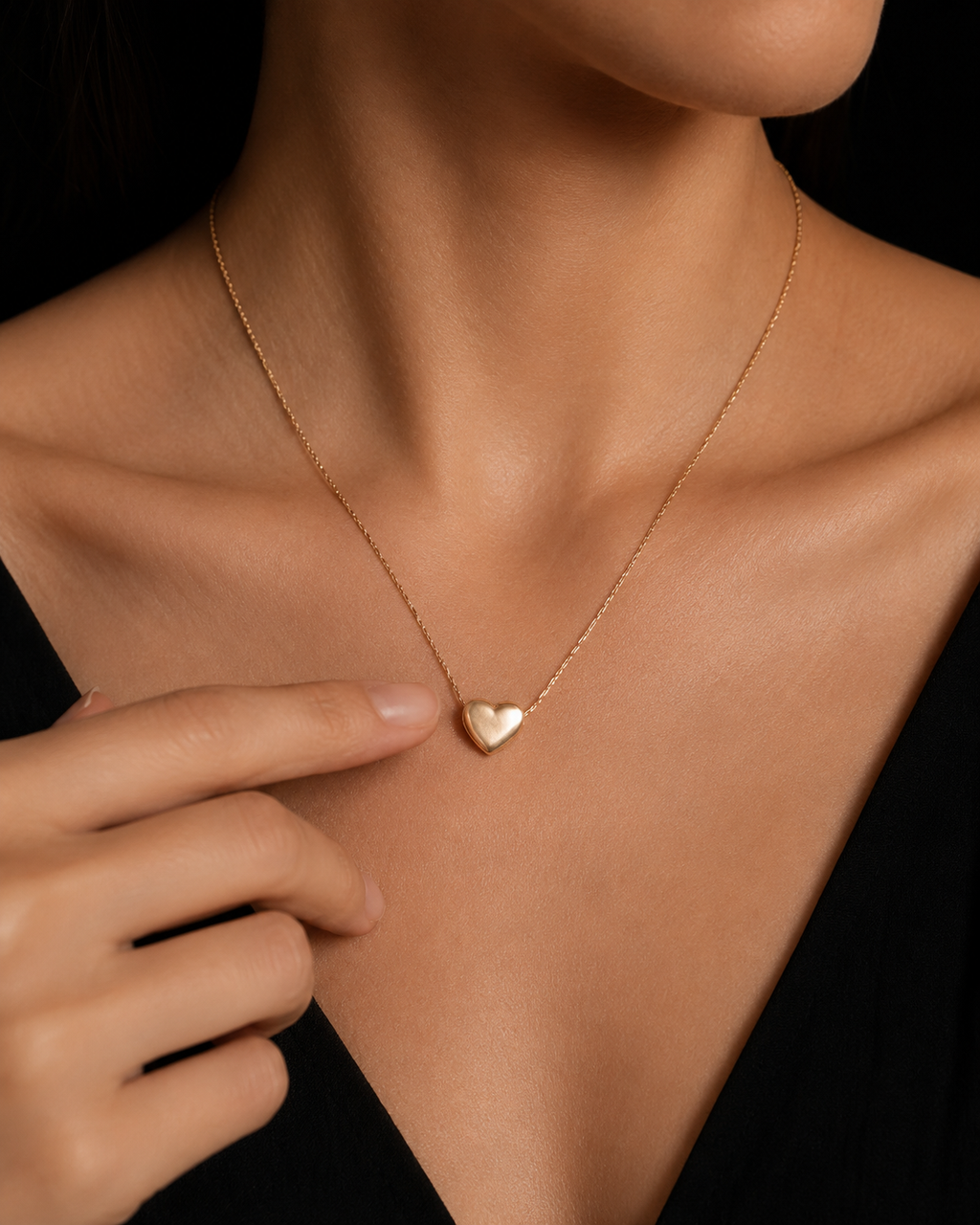 Minimal Heart Necklace | Gold-Plated Stainless Steel- KZ8812307