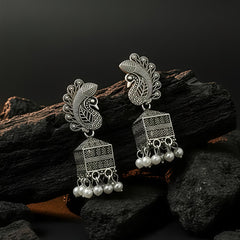 Morni Pearl Drop Earrings | Silver Oxidised Earrings – PL88123120