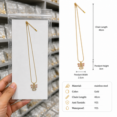 Pink Grace Bow Necklace | Gold-Plated Stainless Steel – KZ88123211