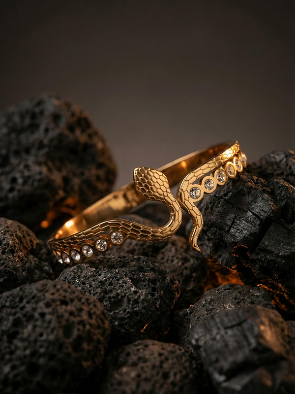 Crystal Cobra Elegance Kada | Gold-Plated Stainless Steel– KZ8812362